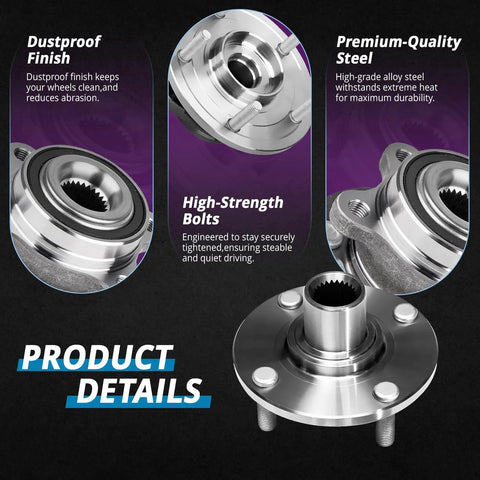 Product details of Front Wheel Bearing Hub Assembly With ABS For 2000 To 2011 Ford Focus 4 Lug Replacement Pair