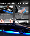Installation steps for RGB Car Underglow Kit With App And RF Remote, IP67 Waterproof, 16 Million Color LED Strips
