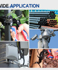 Rugged Steel Strapping Banding Tool Featuring A Quick Pull Tensioner And Inline Cutter for secure cargo wrapping in use.