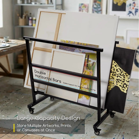 Badass Heavy Duty Metal Art Storage Rack With Zero Sagging 110 Lb Capacity Rock Solid Canvas Print Display Stand For Serious Studio Wall Organization And Easy Setup