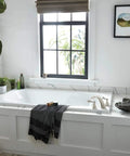 Stylish bathroom with Elmhurst Roman Tub Trim Kit PTT4365-BN Brushed Nickel 3-Hole 2-Handle Bath Faucet, ADA compliant