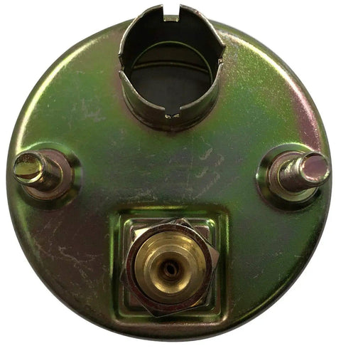 Back view of Chrome 2 Inch Mechanical Oil Pressure Gauge Kit 0-80 PSI With Mount Bulb Socket And Bolts For Custom Builds