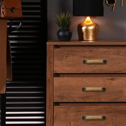 Dresser with 4 Pack Antique Zinc Alloy Cabinet Pulls With 3 Inch Hole Centers Brass Finish ideal for upgrading furniture