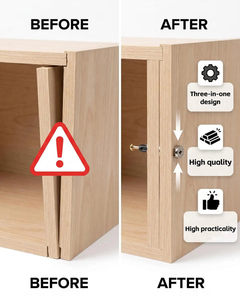 Before and after using 25 Set 3 In 1 Furniture Fasteners Kit With M6 35mm Cam Bolts And 15mm Cam Lock Nuts, cabinet improvement