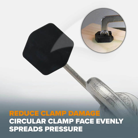 Auto Adjust 6 Inch Drill Press Clamp For Woodworking And Metalworking, circular face, clamping wood, spreads pressure evenly