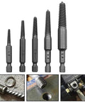 Heavy Duty Bolt Extractor Kit With Fluted Shank Design For Stripped Screws And Damaged Fasteners That Grip Tighter Under Torque To Save Your Bones When Removing Tough Rusty Steel Studs, Socket Heads, And Frozen Hardware Fast And Easy Without Breaking A #1-#5 steel extractors