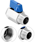 Close-up of a 4 Pack Durable 304 Stainless Steel Ball Valve With 1/2 Inch NPT Female And Male Threads Shut Off Valves