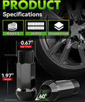 Beefy 20 Pack M12x1.5 Open End Lug Nuts For 5 Lug Wheels 60 Degree Conical Bulge Acorn 50mm Height 17mm Hex Chrome Finish