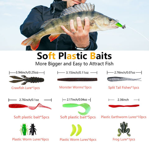 Ultimate Fishing Lures Kit With Crankbaits Topwater Spinnerbaits Worms Jigs Hooks Tackle Box And More Gear For Bass And Trout.