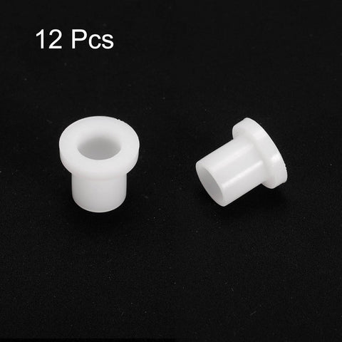 12 Pack Nylon Flanged Sleeve Bearings 8mm Bore, 10mm OD, 12.5mm Length, White Self Lubricating Bushings With 14mm Flange Diameter