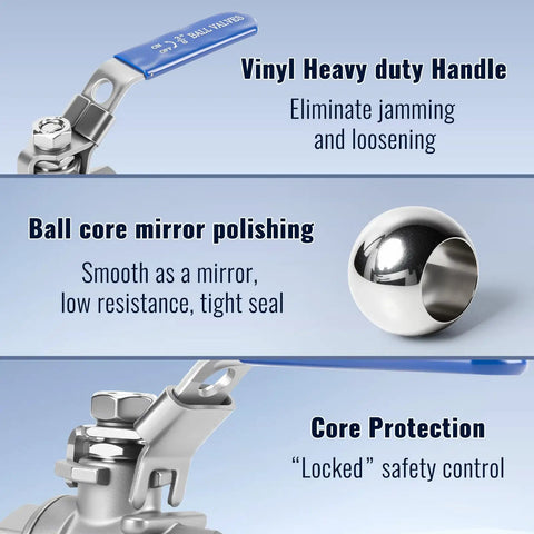 Two Pack 3/8 Inch Stainless Steel Ball Valves NPT Female Full Port With Locking Handle Heavy Duty Shut Off Valves Details