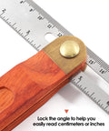 Close-up of Premium 9 Inch T Bevel Angle Finder With Solid Wooden Handle and Rustproof Stainless Steel Blade for precise measurements.