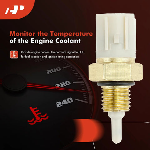 A-Premium engine coolant temperature sensor, 2-pin, brass threaded body with white plastic top