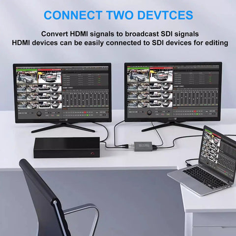 Dont Sweat The Cable Crunch With This HDMI To SDI Converter featuring dual SDI outputs for seamless two-device connection.