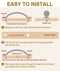 Installation guide for Hella Vintage Floral Ceramic Cabinet Knobs, showing screw hole measurements on a cabinet door.