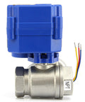 Blue and silver Heavy Duty Built To Last Three Quarter Inch Motorized Ball Valve 304 Stainless Steel NSF Certified Full Port