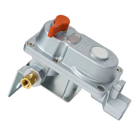 2 Stage Auto Changeover Propane Regulator Kit For RVs With Dual Tanks, Two Gauges, And 12 Inch Braided Hoses top view