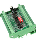 Top view of Eight Channel NPN And PNP To NPN Logic Level Converter Module for 5V and 24V signals with green casing.