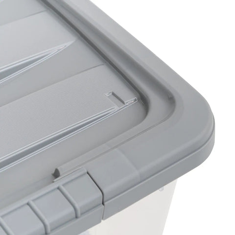 Straight Up Heavy Duty 32 Quart Clear Storage Bins With Secure Latching Lids Stackable Organization Containers Hella Rock Solid Design Completely Hassle Free For Moving Day And Pantry Needs Set Of Six