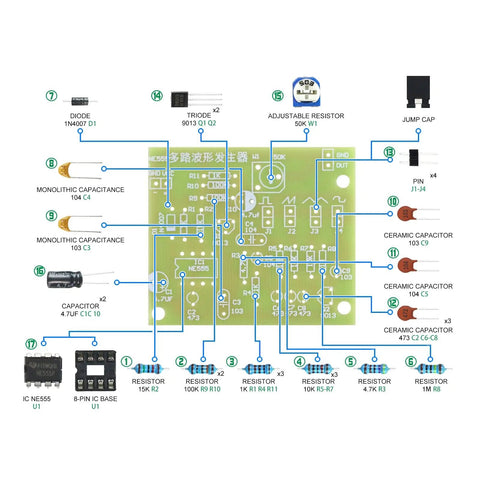 Beginner Friendly Soldering Practice Kit With Multiplex Waveform Generator Plug In Circuit Board Learn Soldering Skills diagram