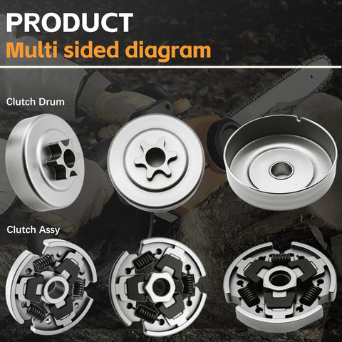 Three Eighths Inch 6 Tooth Sprocket Clutch Drum Bearing Chainsaw Parts Kit, clutch drum and assembly diagram