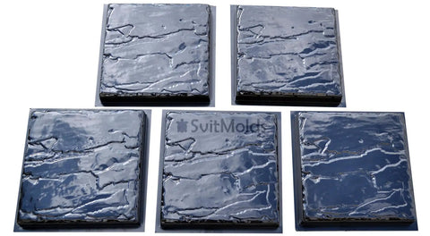 Flagstone Concrete Mold DIY Set 5 Pc Durable Pro Grade Paver Molds for Garden Pathway and Patio Stone Walkway Casting