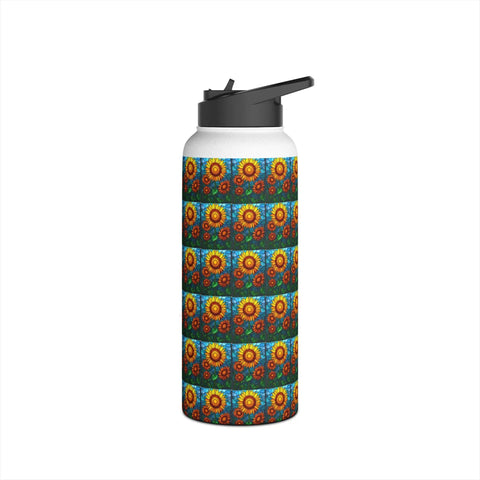 Floral Stainless Steel Water Bottle 32 Oz Hydration Hero for Gym, Hiking, and Summer Adventures Eco Friendly Metal Sipper with Sunflower Design