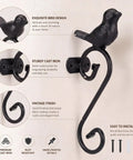 Top Notch Cast Iron Bird Wall Hooks Rustic Farmhouse Vibes Vintage Black Coat Racks For Bathroom Or Entryway Super Sturdy decorative key holders featured on a wall.