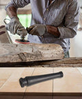 Black cord guard replacement for polisher DWP849 and DWP849X N302859 shown with a power tool in use on wooden surface.