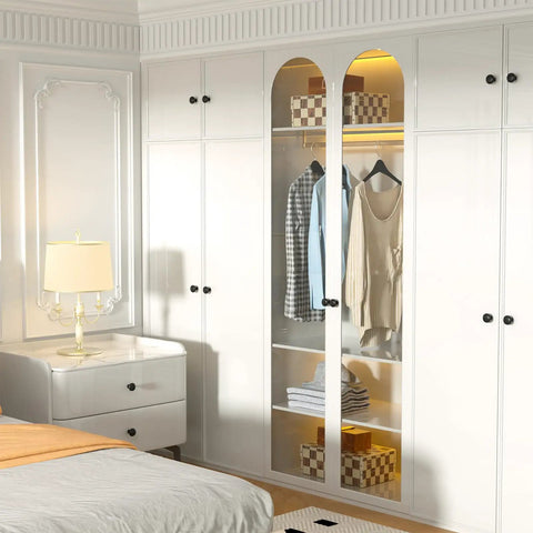 Modern bedroom with 10 Pack Matte Black Cabinet Knobs And Solid Zinc Drawer Pulls For Kitchen Cabinets enhancing white cabinets.
