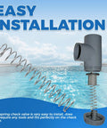 Front view of Jovraluxe spring check valve with stainless steel spring, 3 lb, for Pentair Ortega