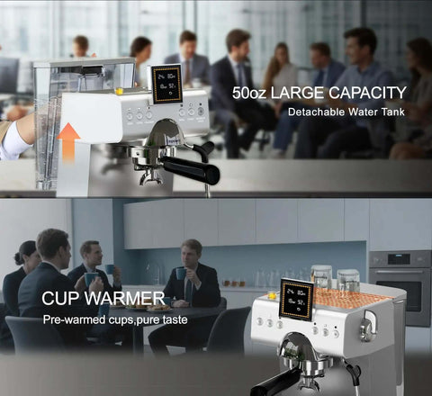 20 Bar Espresso Machine With Steam Milk Frother, Stainless Steel Coffee Maker With LED Display for home and office setting.