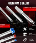 Three knurled aluminum handles from 33Pc Bearing Race And Seal Driver Set With Metric And SAE Adapters displayed diagonally.