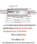 Diameter Options 1, 1.26, 1.5, 2, 2.4 Inch Light Duty Commercial Slide Roller Feed Rollers Galvanized Conveyor Roller 1 Pack Unpowered Transmission Replacement Roller For Simple Shop Conveyor Upgrades. Diagram shows roller dimensions and shaft sizes.