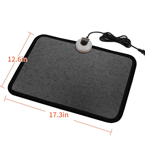 Under Desk Heated Floor Mats With 110V Foot Warmer Keeps Toes Toasty All Day At Work Or Home Quick Heating Foot Pad, black mat