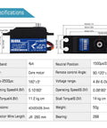 Beefy 14Kg Digital RC Servo With Full Metal Gears And Dual Ball Bearings specifications diagram for RC cars and helicopters.