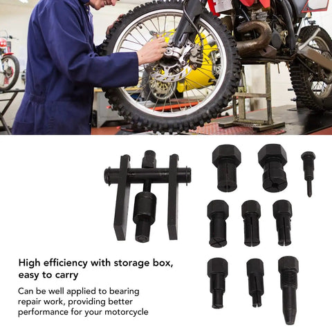 Mechanic using Beast Tough Bearing Removal Kit With 10 Collet Pullers For Motorcycle And Wheel Bearings, Durable Carbon Steel Build