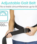 Gait Belt With 7 Padded Grab Handles For Safe Patient Lifts And Easy Transfers 350 Lb Capacity demo adjustment on model