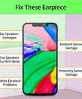 Front Earpiece Speaker Drop In Replacement For iPhone XS Max With Ambient Light Sensor And Proximity Sensor Flex Cable Assembly New A1921 A2101 A2102 A2103 A2104 displayed with damage issues