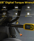Pro Grade Digital Torque Wrench Three Eighths Inch Drive With Five To Ninety Nine Point Five Foot Pounds Range Plus One Percent Accuracy Smart Alert Multi Electric Torque Tool
