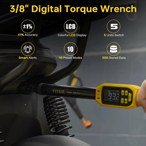 Pro Grade Digital Torque Wrench Three Eighths Inch Drive With Five To Ninety Nine Point Five Foot Pounds Range Plus One Percent Accuracy Smart Alert Multi Electric Torque Tool