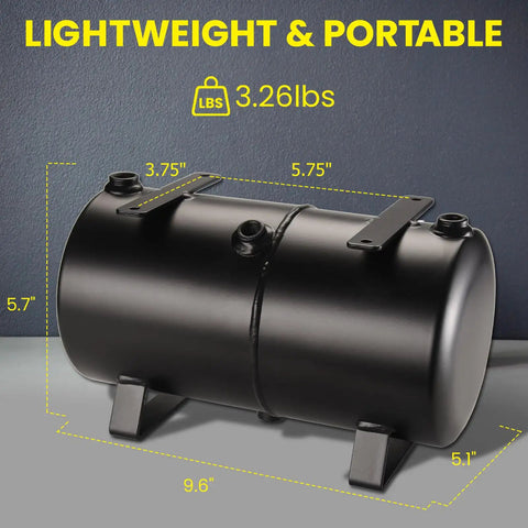 3L Dope Air Tank Kit With Adapters For DIY Airbrush Setup, black storage tank with dimensions and lightweight label