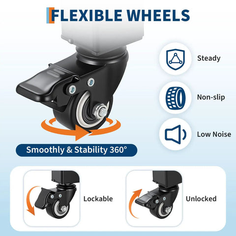 Image showing flexible 360° wheels of the No Fuss Expandable Folding Security Gate Aluminum Alloy Metal Barricade.