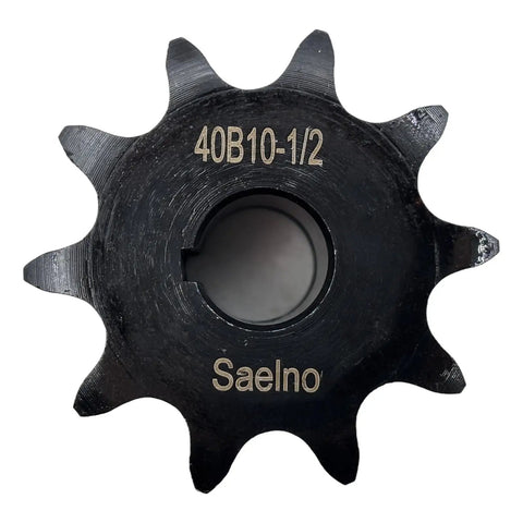 40B10-1/2 Heavy-Duty ANSI 40 Roller Chain Sprocket Type B, top view showing 1/2 inch bore and 10 teeth, hardened steel
