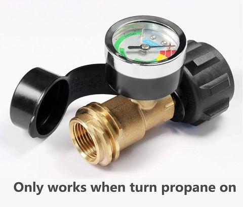 2 Pack Propane Tank Gauge Level Indicator For 5 To 40 Lb Tanks With Temperature Compensated Dial No Tank Removal Needed Color Coded Fuel Gauge You Can Read At A Glance QCC1 Type1 Compatible For Grills Heaters And Campers brass propane tank gauge with cap