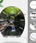 Close-up of Round Resin Toilet Seat for Hiking Trail Restrooms with waterfall design, stainless steel hinges and grip-tight bumpers.