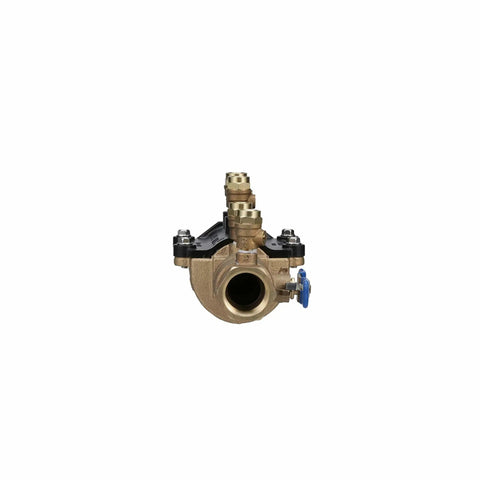 Front view of 1-350 1 Inch 350 Double Check Backflow Preventer with flush tool and EZSwap removable pressure vessel, stainless steel and nylon