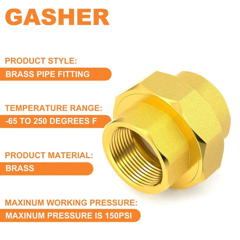 1 Inch Female Brass Union Pipe Fitting For Connecting And Extending Pipes, Heavy Duty Solid Brass, Corrosion Resistant, Temperature Range -65F to 250F, Industrial Plumbing