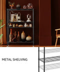 Beefy 1400 Lbs Garage Shelving Unit With 4 Tier Heavy Duty Metal Wire Racks, decorated with vases and ornaments
