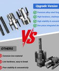 Comparison of upgraded PVC Pipe Threader Kit For One Half And Three Quarter Inch Pipes with older model showcasing materials and features.